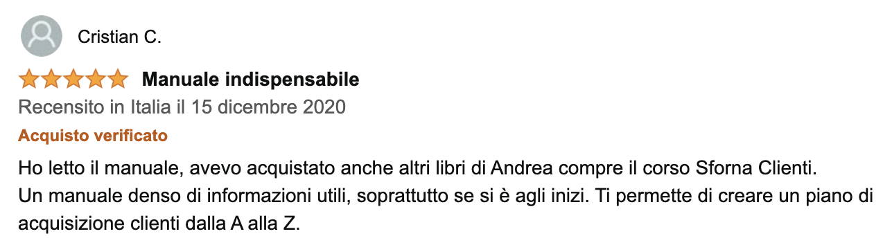 recensione sfornaclienti cristian c copy persuasivo andrea lisi manuale copywriting per professionisti e microimprese acquisizione clienti