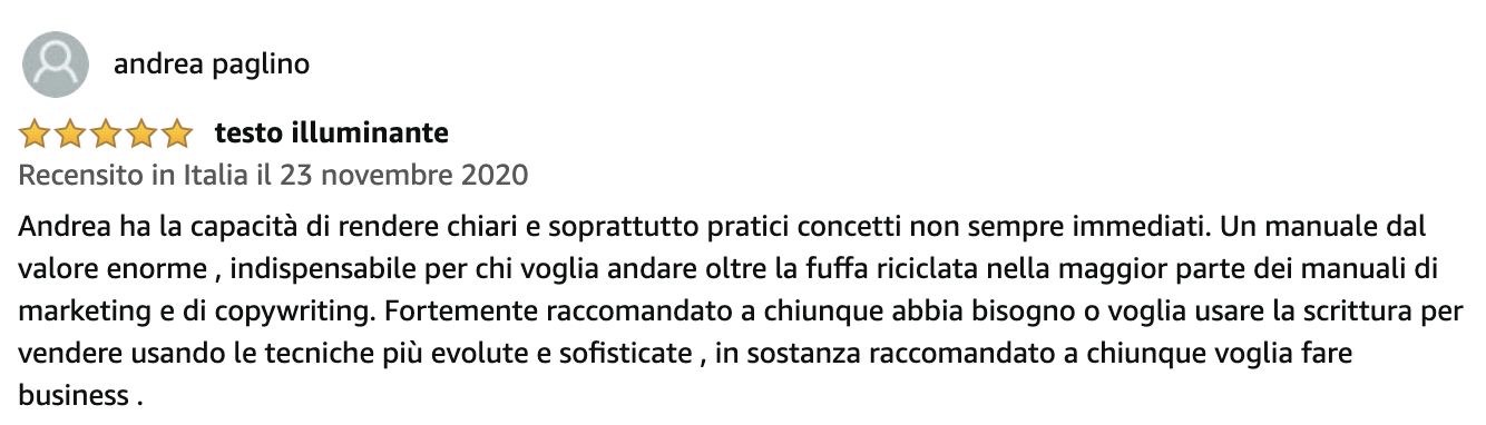 recensione sfornaclienti andrea paglino copy persuasivo andrea lisi manuale copywriting per professionisti e microimprese acquisizione clienti