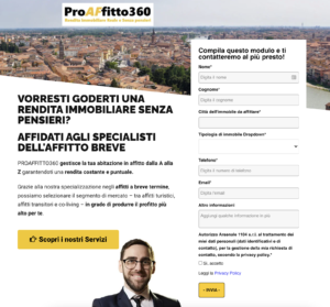 ProAffitto360 sales page - testi persuasivi esempi