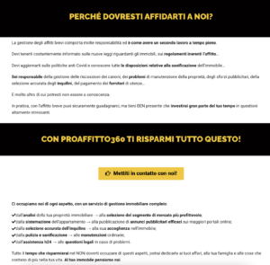 ProAffitto360 sales page - testi persuasivi esempi
