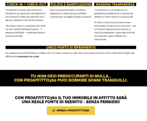 ProAffitto360 sales page - testi persuasivi esempi