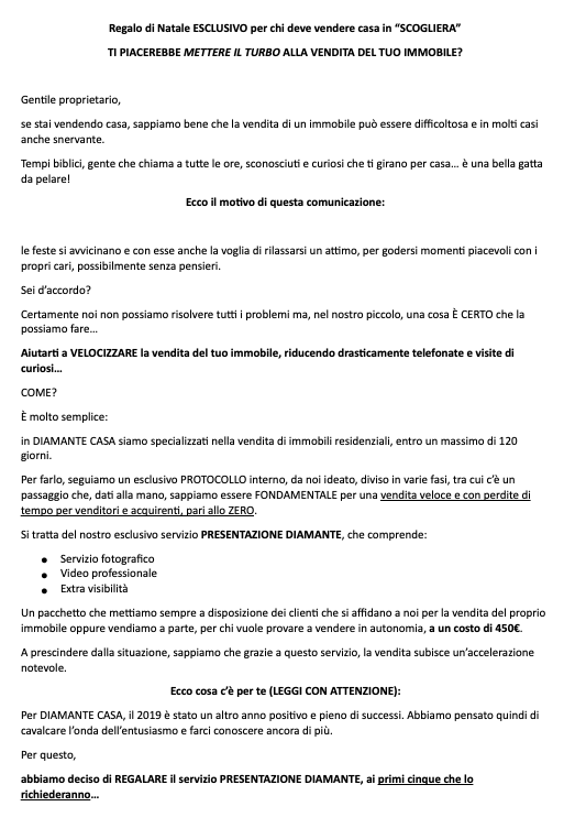 esempi lettere di acquisizione immobiliare mettere il turbo