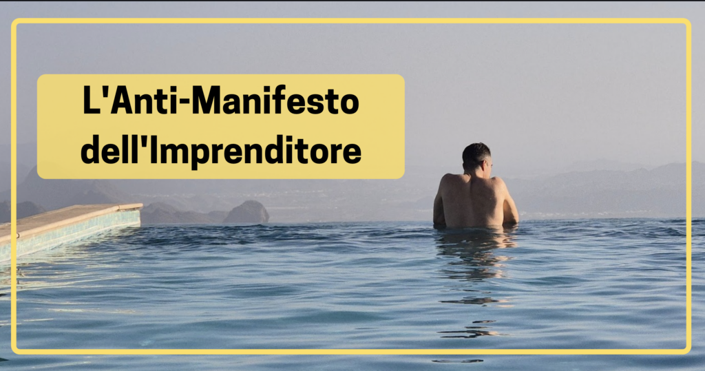 Imprenditore in piscina a sfioro con vista mare contempla la libertà finanziaria - Anti-Manifesto dell'Imprenditore