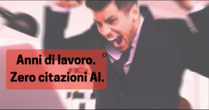 imprenditore di spalle che guarda uno schermo con una risposta ChatGPT il suo settore, i suoi competitor, nessuna traccia di lui.