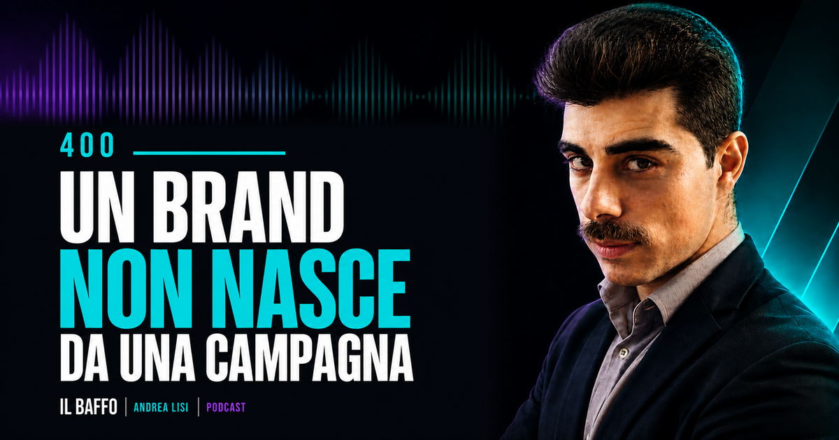 Andrea Lisi nella copertina dell'episodio 400 Un brand non nasce da una campagna
