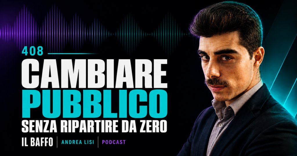 Andrea Lisi sulla copertina della puntata 408: Cambiare pubblico senza ripartire da zero